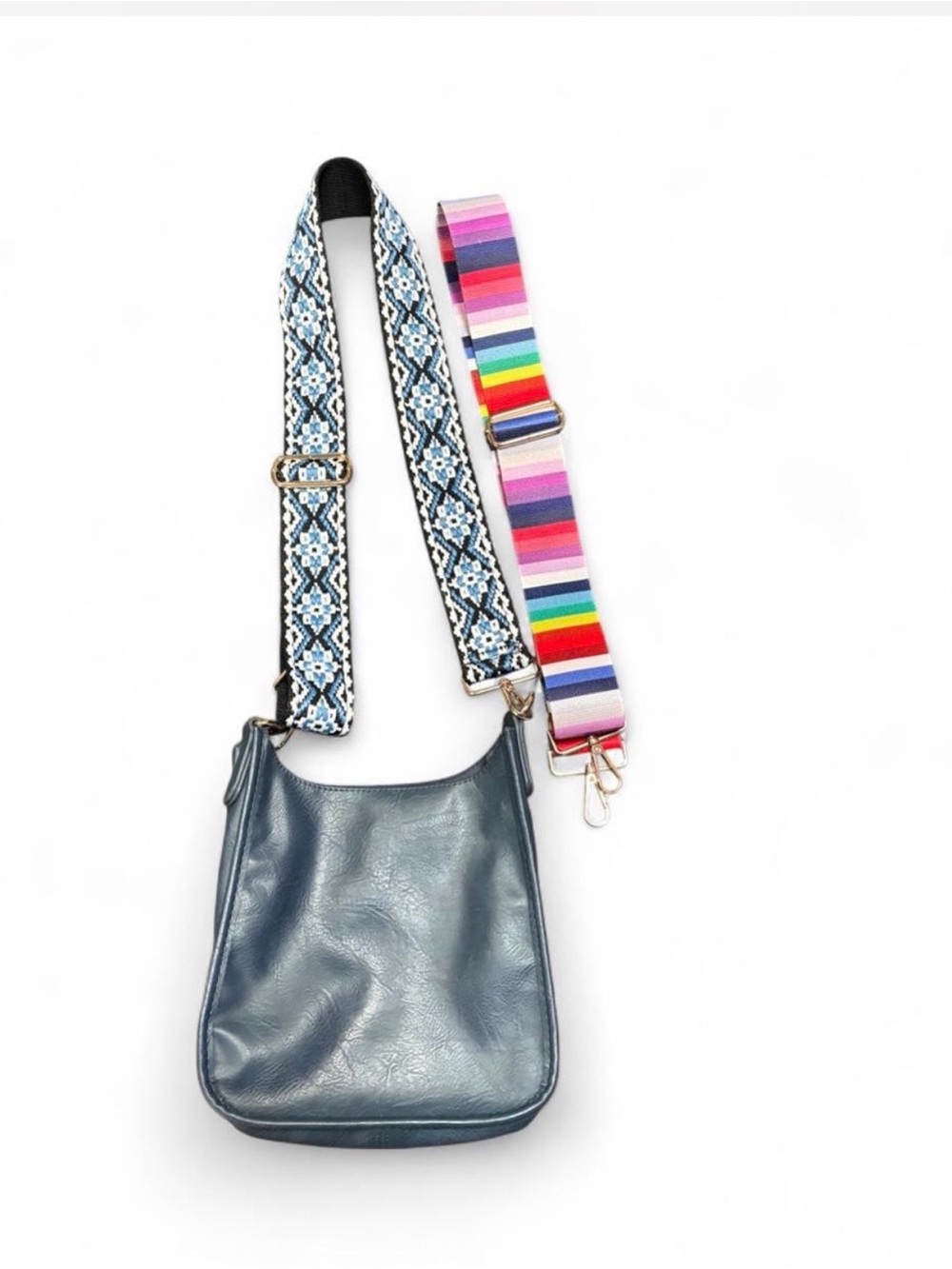 Ah-Dorned Blue Crossbody Bag with 2 Interchangeable Adjustable Straps